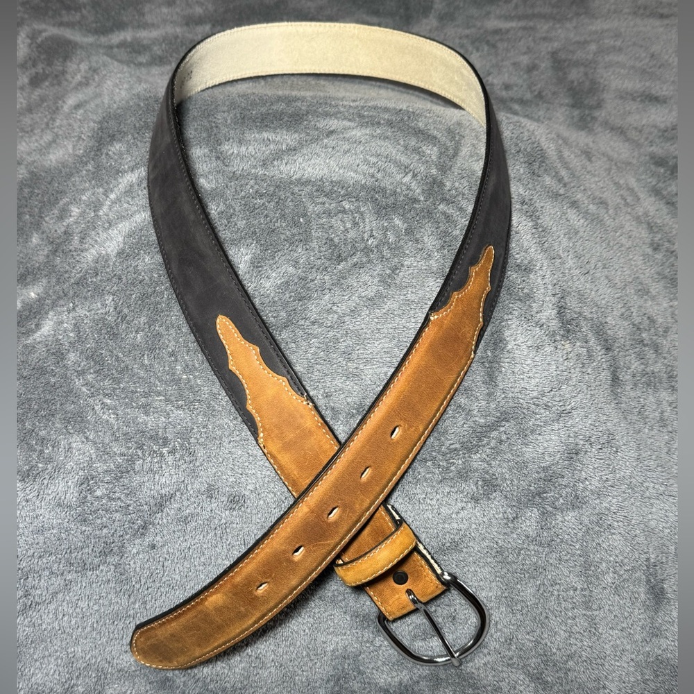Justin Men's Brown/Black Classic Western leather belt